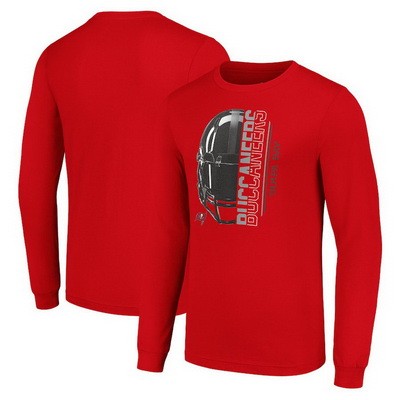 Men's Tampa Bay Buccaneers Starter Red Half Helmet Logo Long Sleeve T Shirt