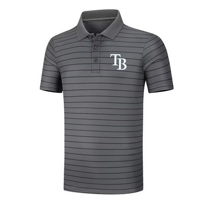 Men's Tampa Bay Rays Anthracite Collection Striped Performance Pique Polo