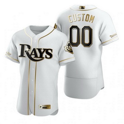 Men's Tampa Bay Rays CustomizedWhite Gold 2020 Cool Base Jersey