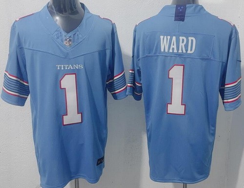 Men's Tennessee Titans #1 Cameron Ward Limited Light Blue FUSE Vapor Jersey