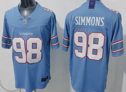 Men's Tennessee Titans #98 Jeffery Simmons Limited Light Blue FUSE Vapor Jersey