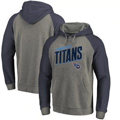 Men's Tennessee Titans Gray Slant Strike Tri Blend Raglan Pullover Hoodie