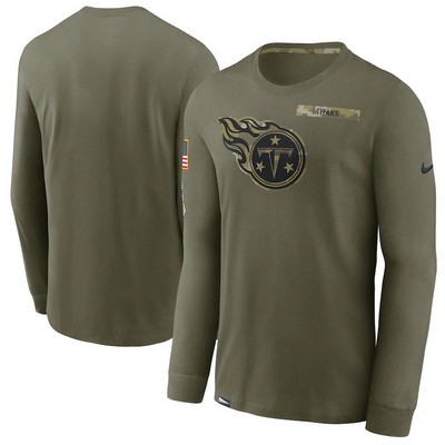 Men's Tennessee Titans Olive 2021 Salute To Service Performance Long Sleeve T-Shirt