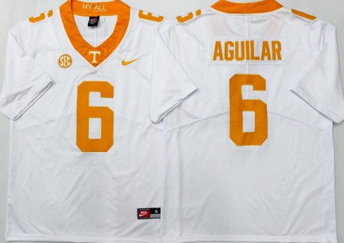 Men's Tennessee Volunteers #6 Joey Aguilar White College Football Jersey