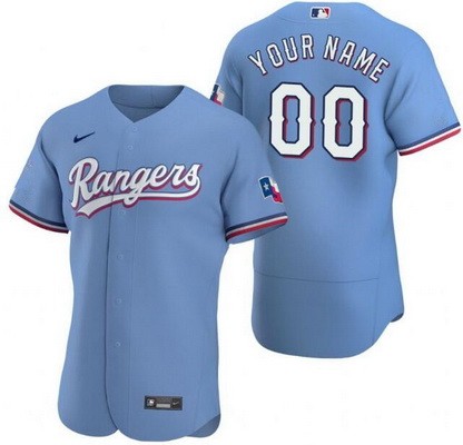 Men's Texas Rangers Customized Light Blue Authentic Jersey