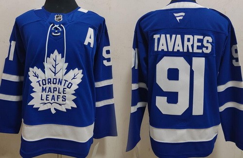 Men's Toronto Maple Leafs #91 John Tavares Blue Authentitc Jersey