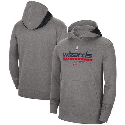 Men's Washington Wizards Gray Spotlight On Court Practice Performance Pullover Hoodie