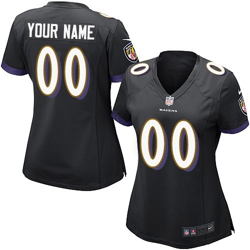 Women's Baltimore Ravens Customized Game Black Jersey