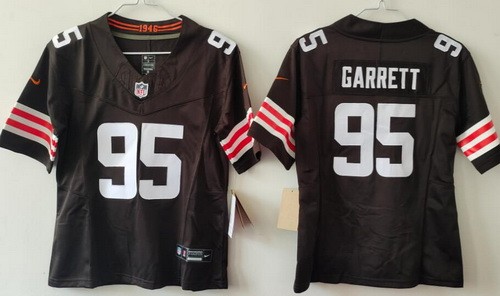 Women's Cleveland Browns #95 Myles Garrett Limited Brown FUSE Vapor Jersey