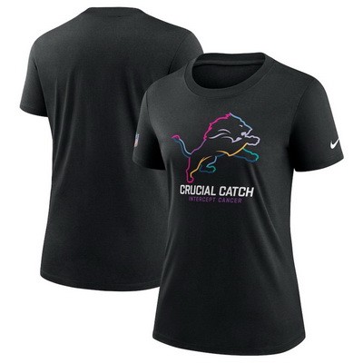 Women's Detroit Lions Black 2024 Crucial Catch T Shirt