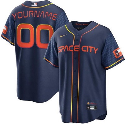 Women's Houston Astros Customized Navy 2022 City Connect Cool Base Jersey