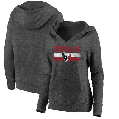 Women's Houston Texans Charcoal First String V Neck Pullover Hoodie
