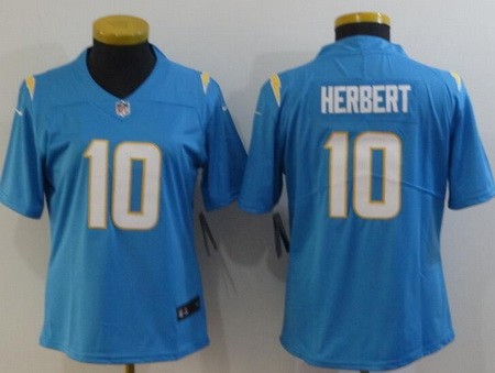 Women's Los Angeles Chargers #10 Justin Herbert Limited Powder Blue Vapor Untouchable Jersey