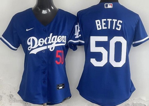 Women's Los Angeles Dodgers #50 Mookie Betts Blue Limited Jersey