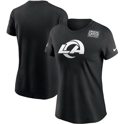 Women's Los Angeles Rams Black Crucial Catch Sideline Performance T Shirt