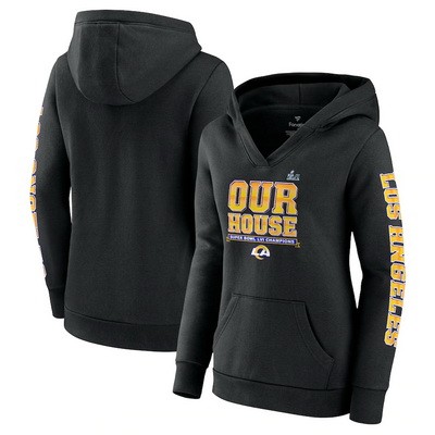 Women's Los Angeles Rams Black Super Bowl LVI Champions Hometown Audible Pullover Hoodie