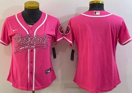 Women's New England Patriots Blank Limited Pink Baseball Jersey