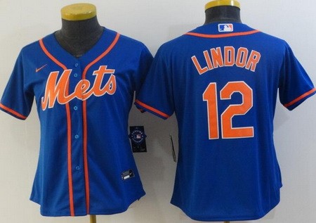 Women's New York Mets #12 Francisco Lindor Blue Cool Base Jersey
