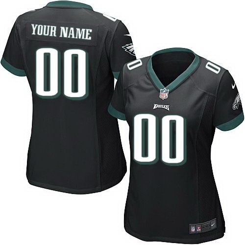 Women's Philadelphia Eagles Customized Game Black Jersey