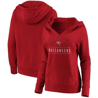 Women's Tampa Bay Buccaneers Red Iconic League Leader V Neck Pullover Hoodie