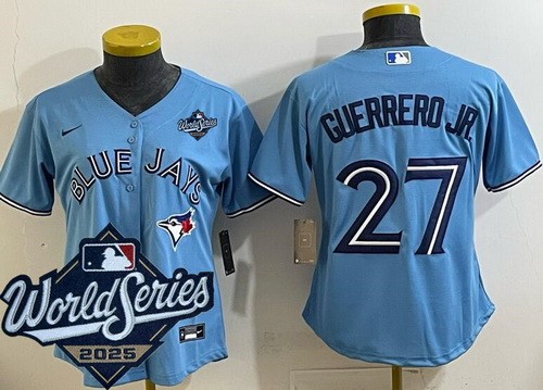 Women's Toronto Blue Jays #27 Vladimir Guerrero Jr Light Blue 2025 World Series Cool Base Jersey