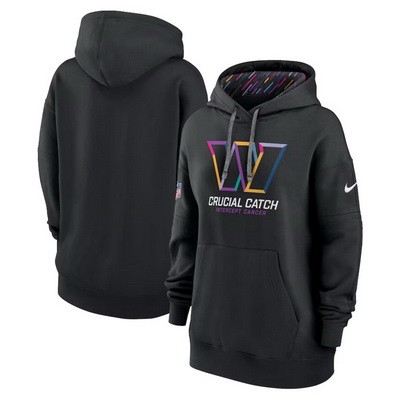 Women's Washington Commanders Black 2024 Crucial Catch Club Pullover Hoodie