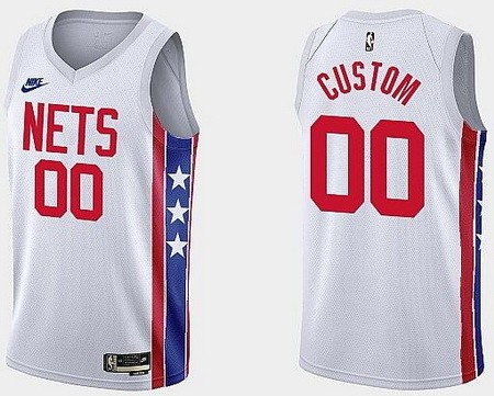 Youth Brooklyn Nets Customized White Classic Icon Swingman Jersey