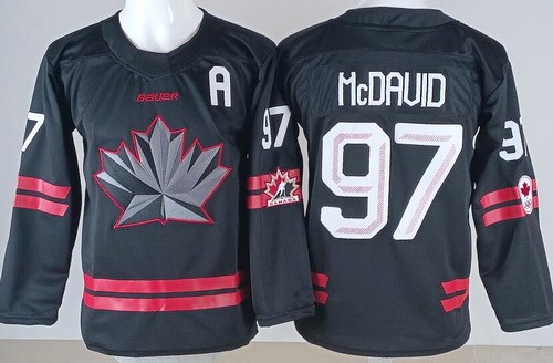 Youth Canada #97 Connor McDavid Black 2026 Olympics Authentic Jersey