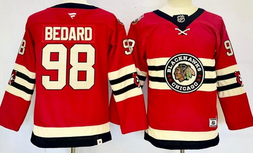 Youth Chicago Blackhawks #98 Connor Bedard Red 2025 Winter Classic Authentic Jersey