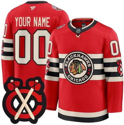 Youth Chicago Blackhawks Customized Red 2025 Winter Classic Authentic Jersey