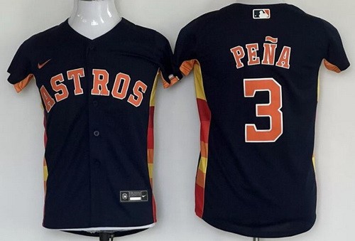 Youth Houston Astros #3 Jeremy Pena Navy Cool Base Jersey