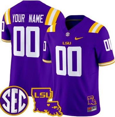 Youth LSU Tigers Custom Limited Purple Fashion FUSE College Football Jersey