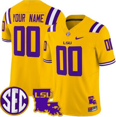 Youth LSU Tigers Custom Limited Yellow Fashion FUSE College Football Jersey