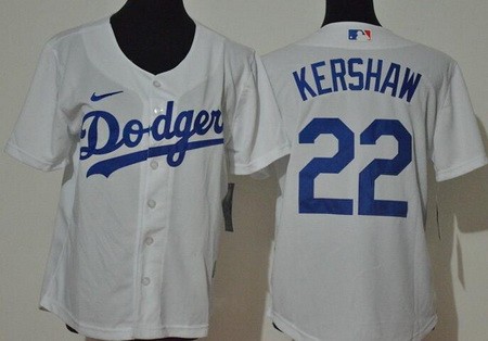 Youth Los Angeles Dodgers #22 Clayton Kershaw White 2020 Cool Base Jersey