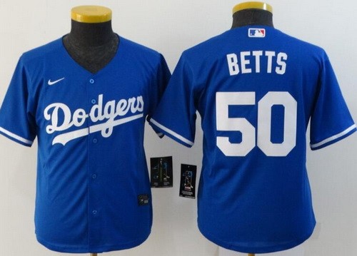 Youth Los Angeles Dodgers #50 Mookie Betts Blue 2020 Cool Base Jersey