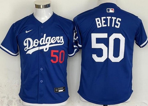 Youth Los Angeles Dodgers #50 Mookie Betts Blue Limited Jersey