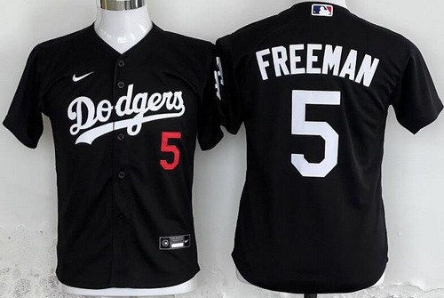 Youth Los Angeles Dodgers #5 Freddie Freeman Black Limited Jersey