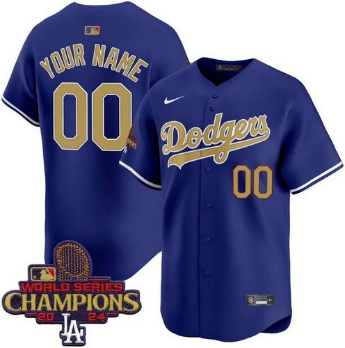 Youth Los Angeles Dodgers Customized Blue 2025 Gold Collection Limited Jersey