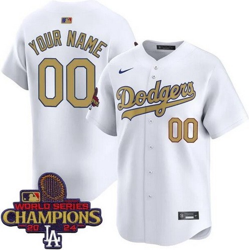 Youth Los Angeles Dodgers Customized White 2025 Gold Collection Limited Jersey