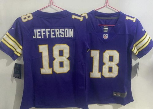 Youth Minnesota Vikings #18 Justin Jefferson Limited Purple Classic Vapor Jersey