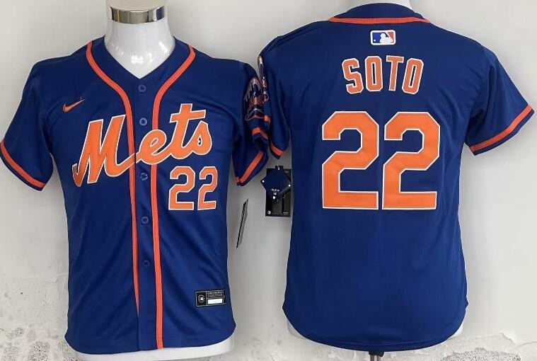 Youth New York Mets #22 Juan Soto Blue Limited Jersey