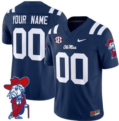 Youth Ole Miss Rebels Custom Limited Navy Fashion FUSE College Football Jersey
