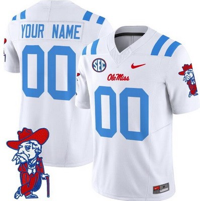 Youth Ole Miss Rebels Custom Limited White Fashion FUSE College Football Jersey