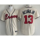 Men's Atlanta Braves #13 Ronald Acuna Jr Cream Cool Base Jersey