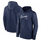 Men's Atlanta Braves Navy Authentic Collection City Connect Practice Performance Pullover Hoodie