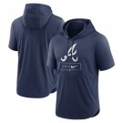 Men's Atlanta Braves Navy Lockup Performance Short Sleeved Pullover Hoodie