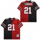 Men's Atlanta Falcons #21 Deion Sanders Red White Split 1989 Throwback Jersey