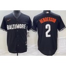 Men's Baltimore Orioles #2 Gunnar Henderson Black 2023 City Connect Cool Base Jersey