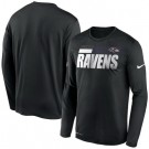 Men's Baltimore Ravens Black Sideline Impact Legend Performance Long Sleeves T Shirt 607
