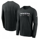 Men's Baltimore Ravens Black Sideline Infograph Lock Up Performance Long Sleeve T Shirt